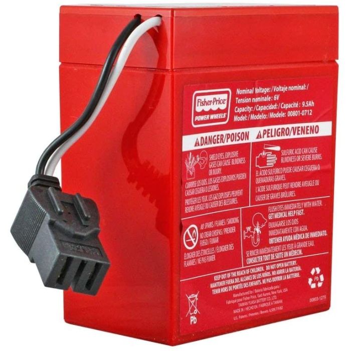 00801-0712 or 00801-1459 RED Power Wheels 6 Volt Battery