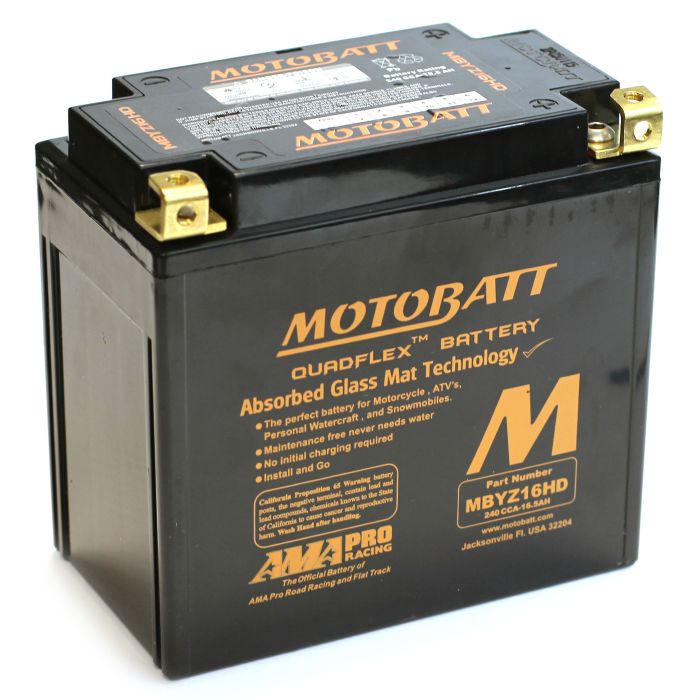 MBYZ16H MotoBatt Sealed AGM Battery Replaces GYZ16H, YTX14-BS