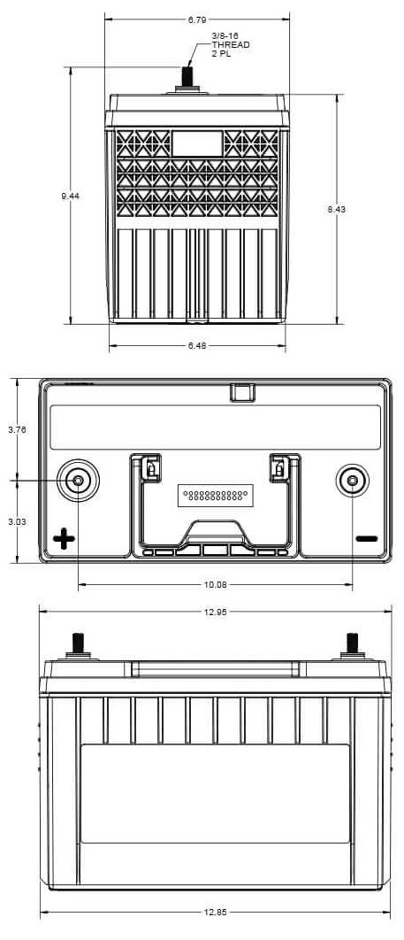 BCI Group 31 Battery Dimensions Diagram